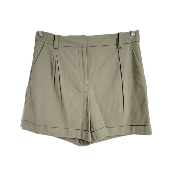 Trina Turk Womens Sage Green Pleated‎ High Waisted Shorts Slash Pockets Size 6 - Picture 1 of 9